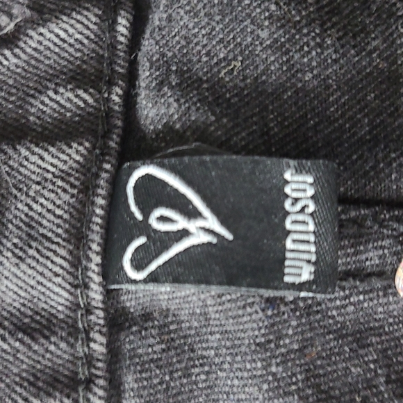 Shorts Size Small Black Denim Gray Red Embellished Upcycled Unique Handmade Fun - Picture 9 of 11